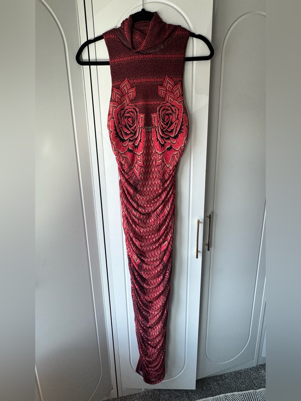 AFRM Red Rose-Print Sleeveless Maxi Dress